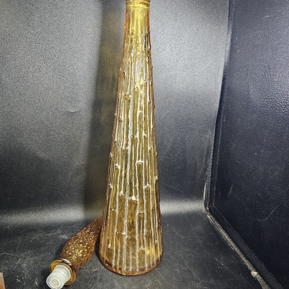 Elegant Vintage Empoli Amber Genie  Glass Bottle - Picture 5 of 10